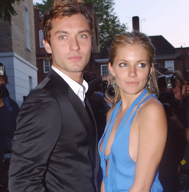 sienna miller nipple slip blue dress