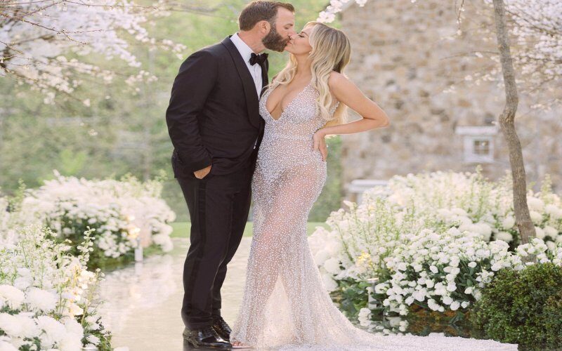 paulina gretzky sexy see through wedding dress